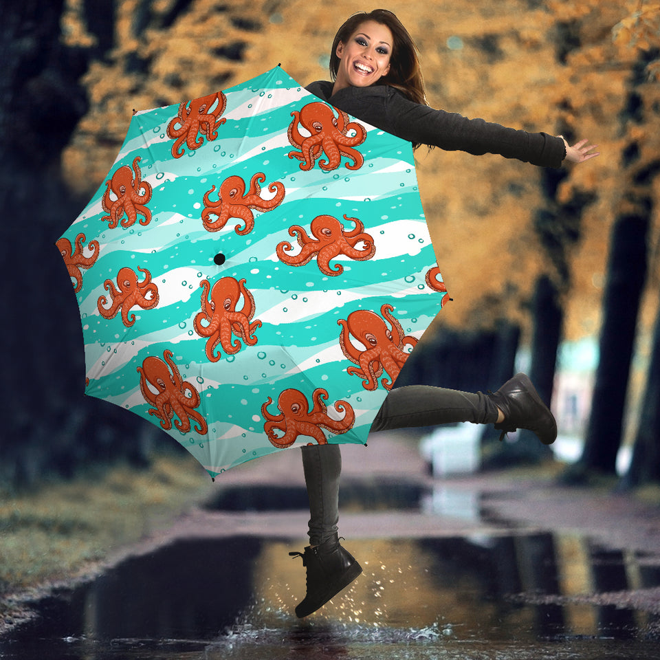 Octopuses Sea Wave Background Umbrella