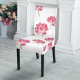 Pink Lotus Waterlily Pattern Dining Chair Slipcover