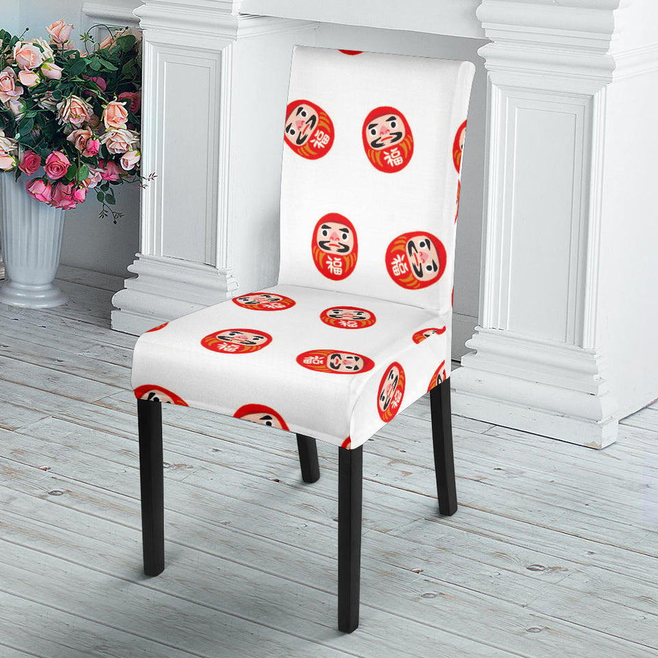 Daruma Japanese Wooden Doll Pattern Dining Chair Slipcover