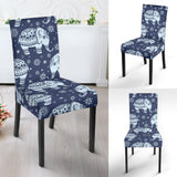 Elephant Tribal Design Pattern Dining Chair Slipcover