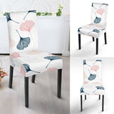 Black Gray Cream Coral Ginkgo Leaves Pattern Dining Chair Slipcover
