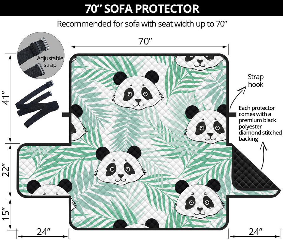 Panda pattern tropical leaves background Sofa Cover Protector