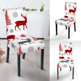 Deer Tree Snowflakes Chrismas Pattern Dining Chair Slipcover