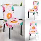 Donut Pattern Glaze Pink Background Dining Chair Slipcover