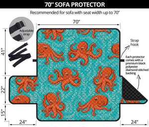 Octopus turquoise background Sofa Cover Protector