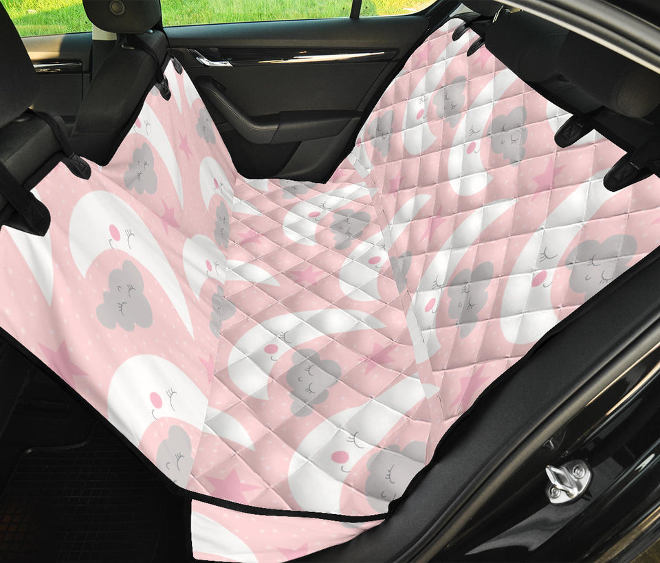 Cute Moon Cloud Star Pattern Pink Dot Background Dog Car Seat Covers