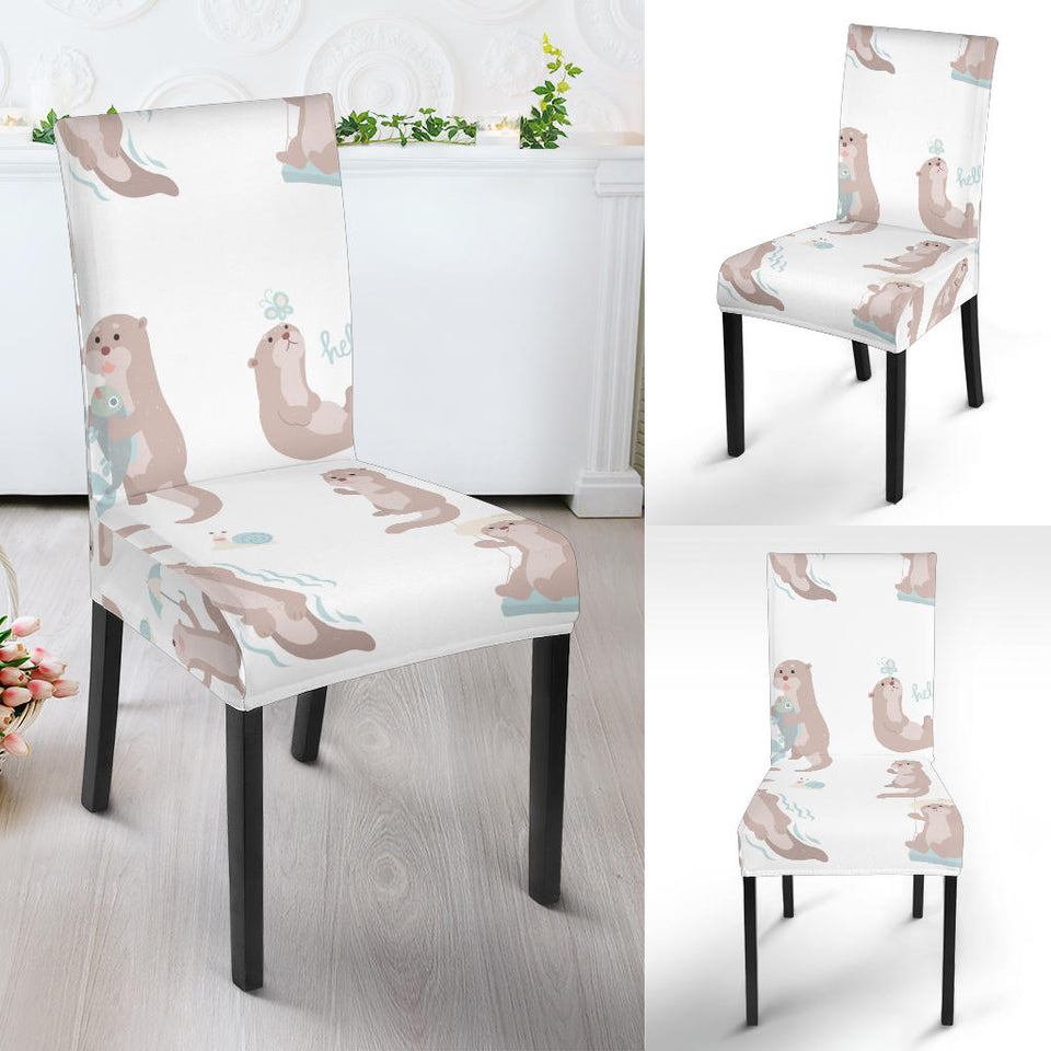 Cute Sea Otters Pattern Dining Chair Slipcover