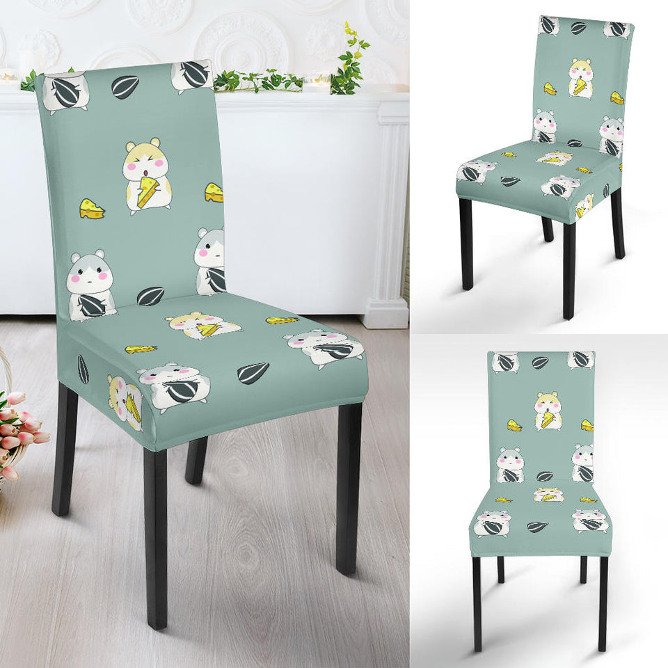 Cute Hamster Cheese Pattern Dining Chair Slipcover