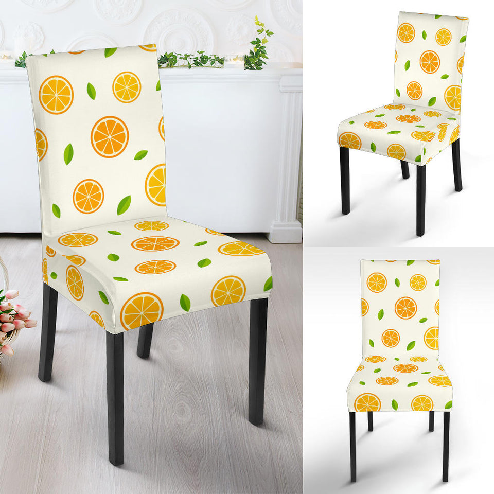 Oranges Leaves Pattern Dining Chair Slipcover