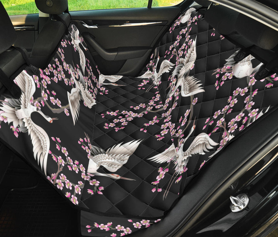 Japanese Crane Pink Sakura Pattern Dog Car Seat Covers