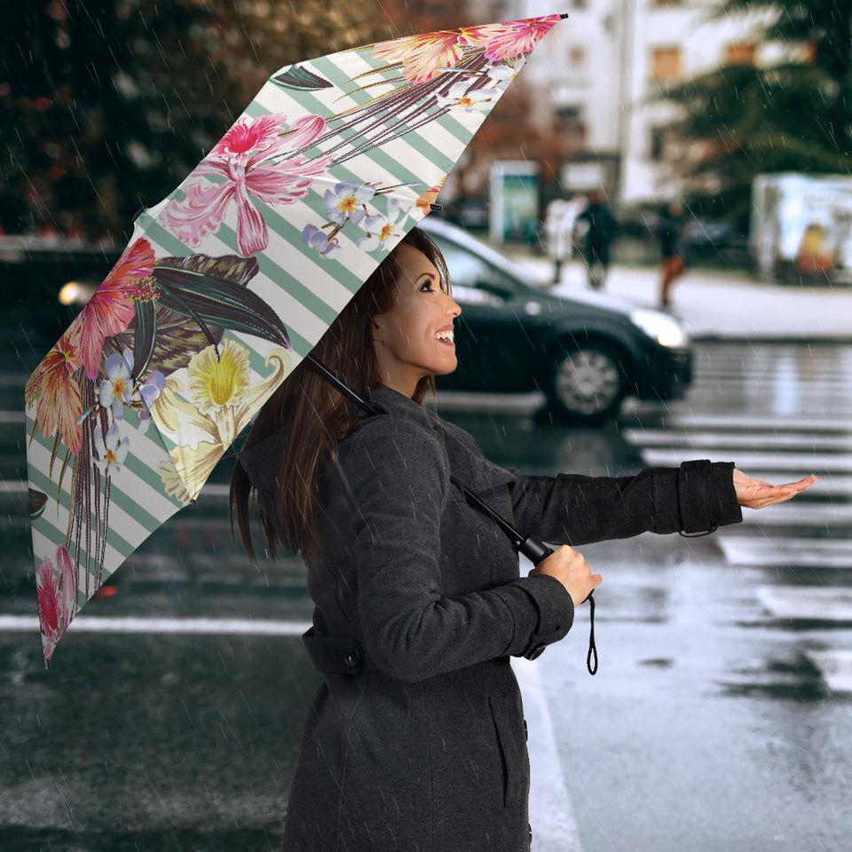 Colorful Orchid Flower Pattern Umbrella