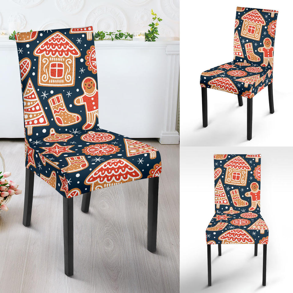 Christmas Gingerbread Cookie Pattern Dining Chair Slipcover