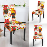 Colorful Maneki Neko Lucky Cat Pattern Dining Chair Slipcover