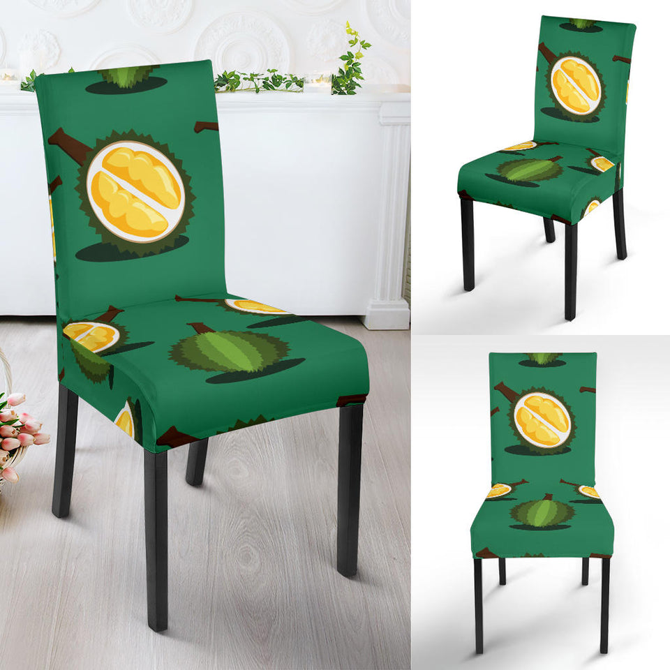 Durian Pattern Green Background Dining Chair Slipcover