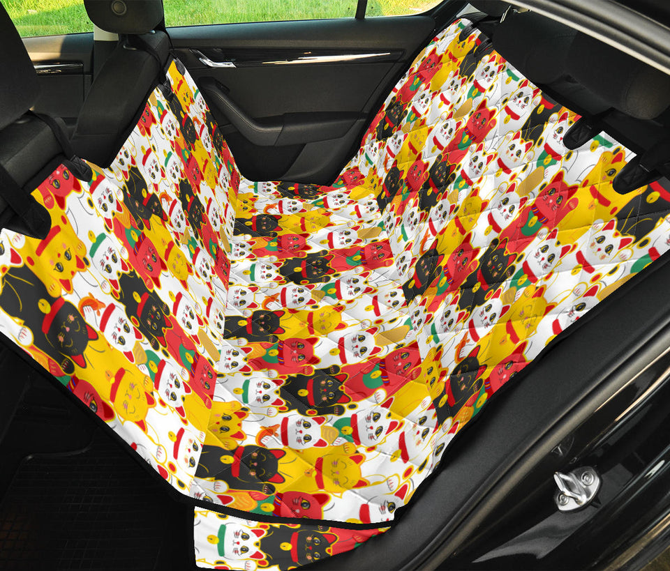 Colorful Maneki Neko Lucky Cat Pattern Dog Car Seat Covers