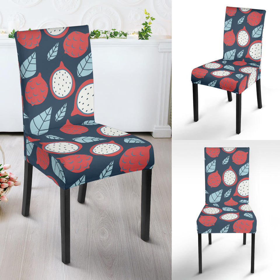 Dragon Fruits Dark Blue Background Dining Chair Slipcover