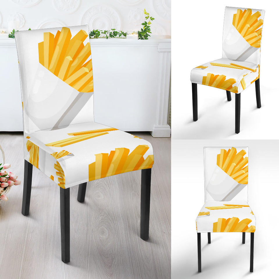 French Fries White Paper Box Pattern Dining Chair Slipcover