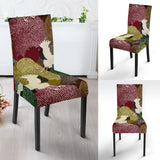 Japanese Cranes Flying Forest Dot Pattern Dining Chair Slipcover