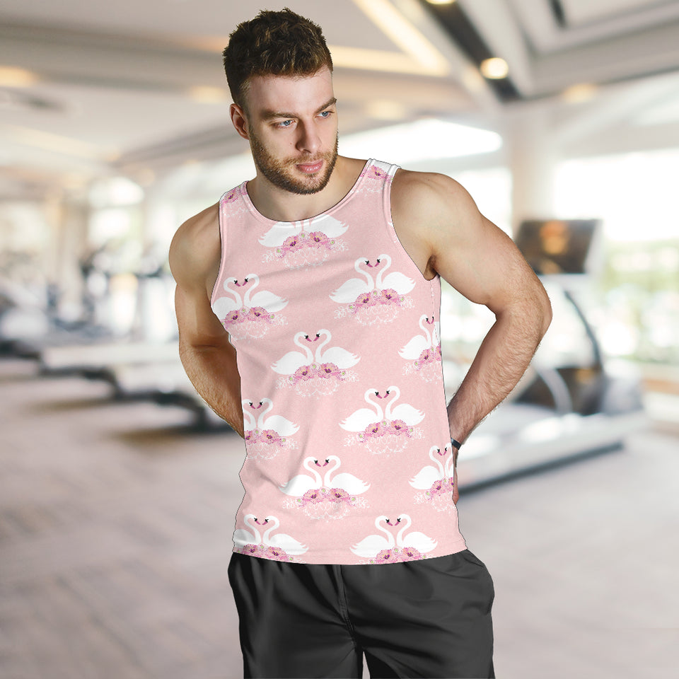 White swan and flower love pattern Men Tank Top