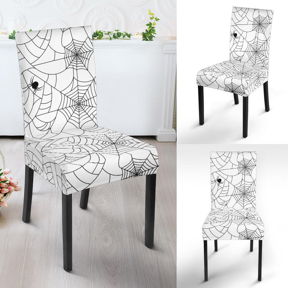 Spider Web Cobweb Pattern White Background Dining Chair Slipcover