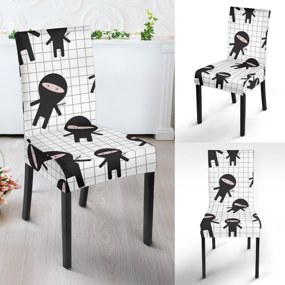 Ninja Pattern Plaid Background Dining Chair Slipcover
