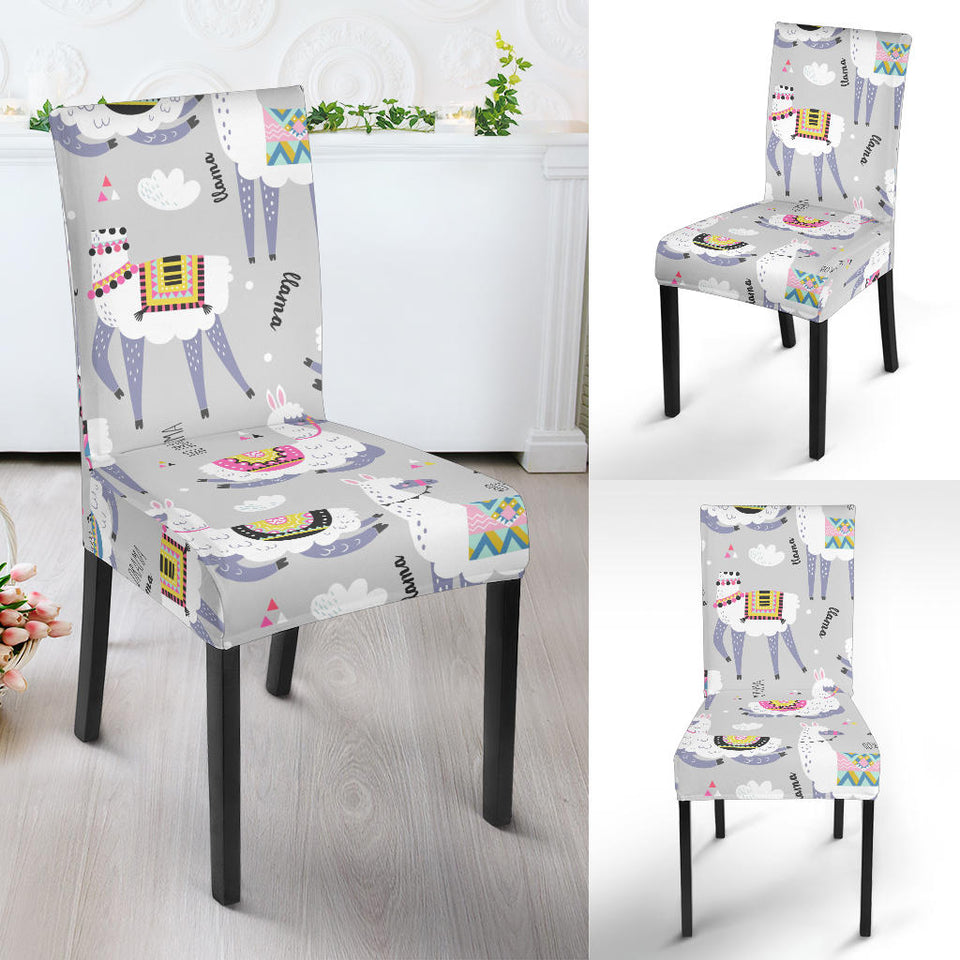 Cute Llama Alpaca Pattern Dining Chair Slipcover