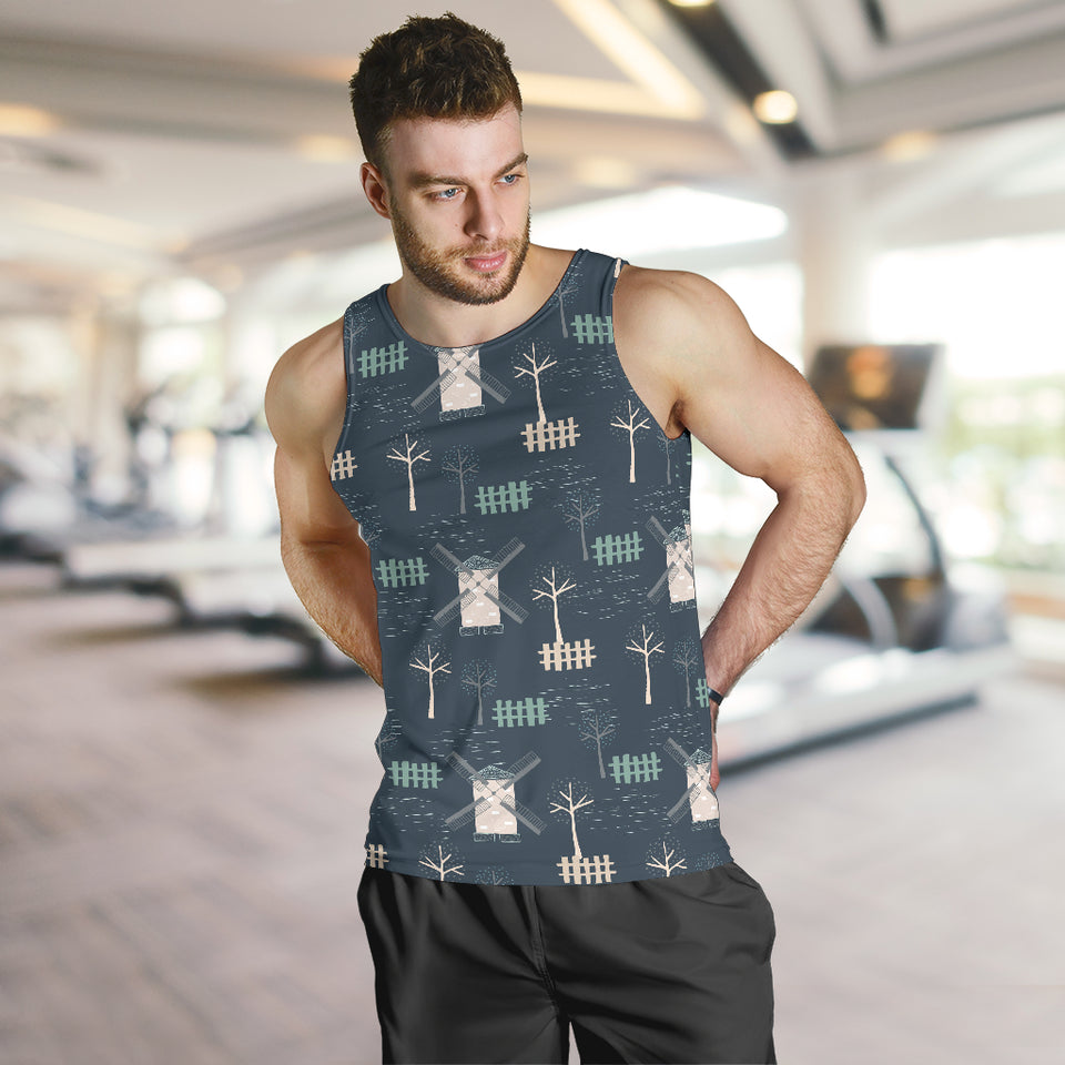 windmill tree pattern Men Tank Top
