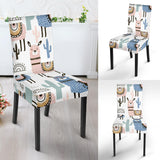 Lama Alpaca Cactus Hand Drawn Pattern Dining Chair Slipcover
