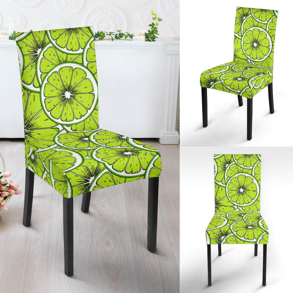 Slices Of Lime Design Pattern Dining Chair Slipcover