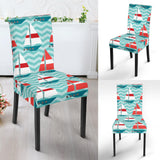 Red White Sailboat Wave Background Dining Chair Slipcover