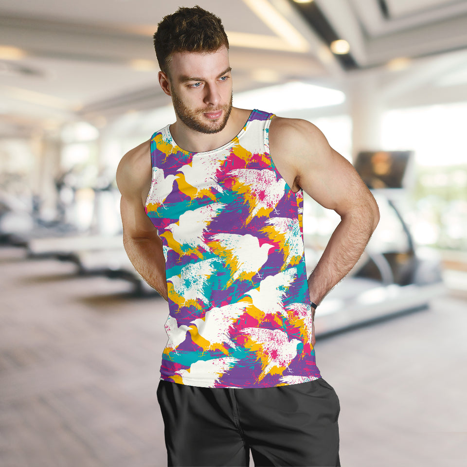 Colorful crow illustration pattern Men Tank Top