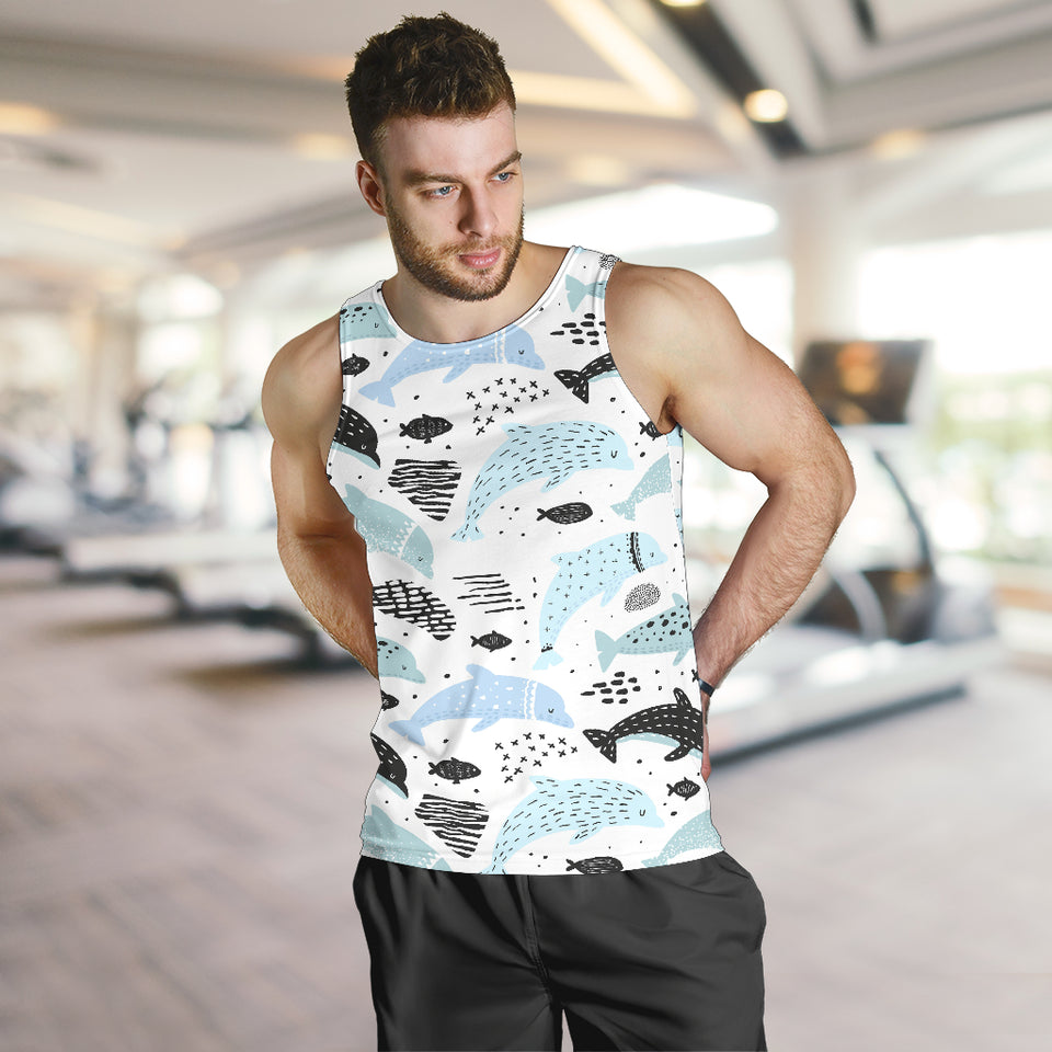 Cute dolphins Childish Style pattern Men Tank Top
