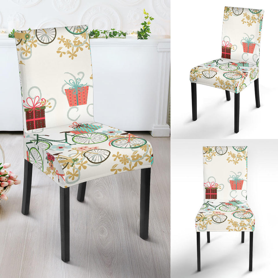Bicycle Pattern Print Design 05 Dining Chair Slipcover