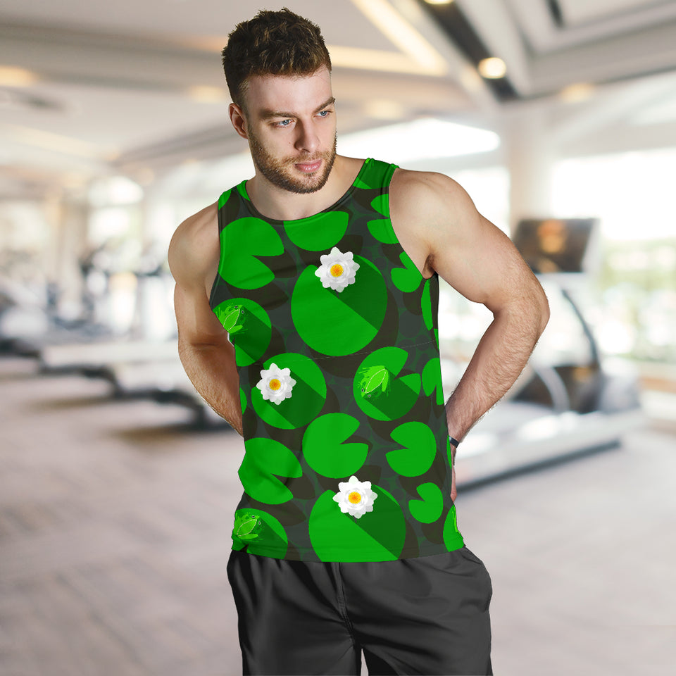 Frog waterlily pattern Men Tank Top