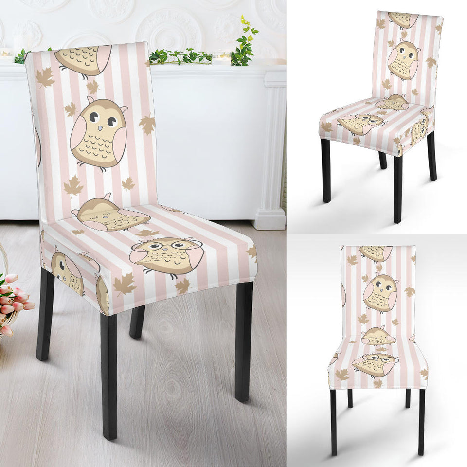 Cute Owl Leaf Dining Chair Slipcover