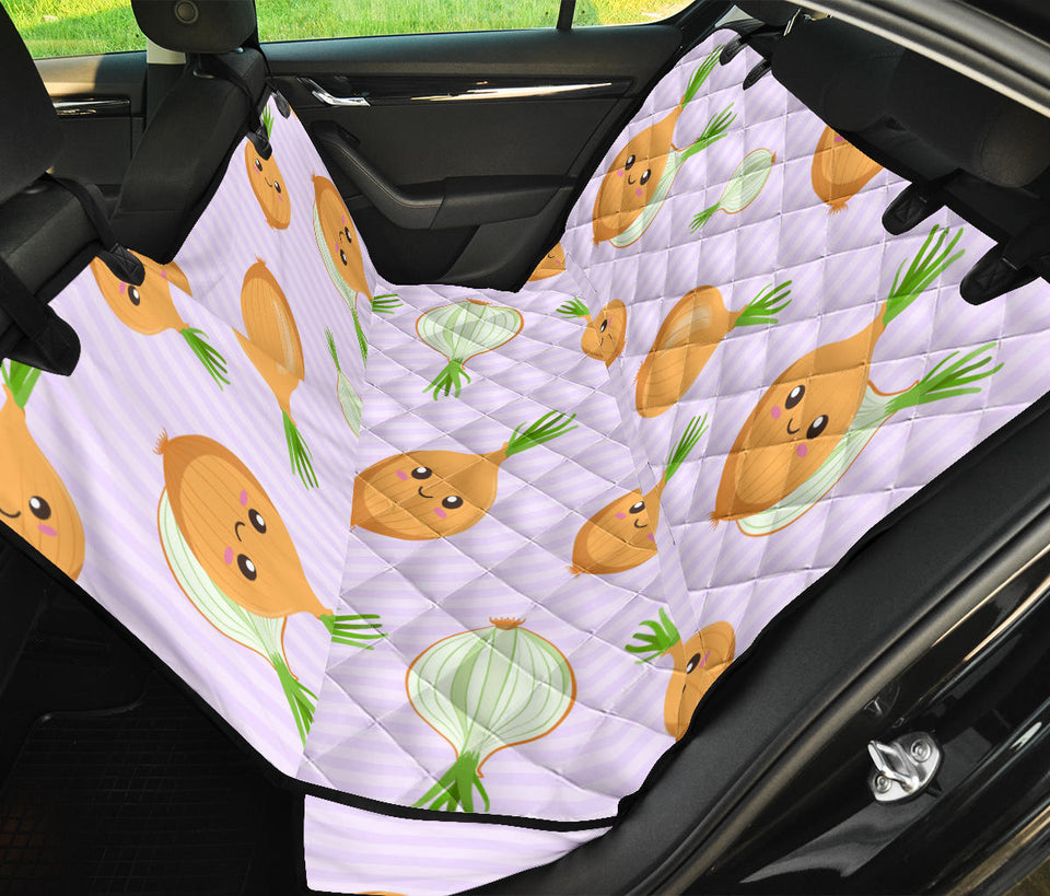 Cute Onions Smiling Faces Purple Background Dog Car Seat Covers
