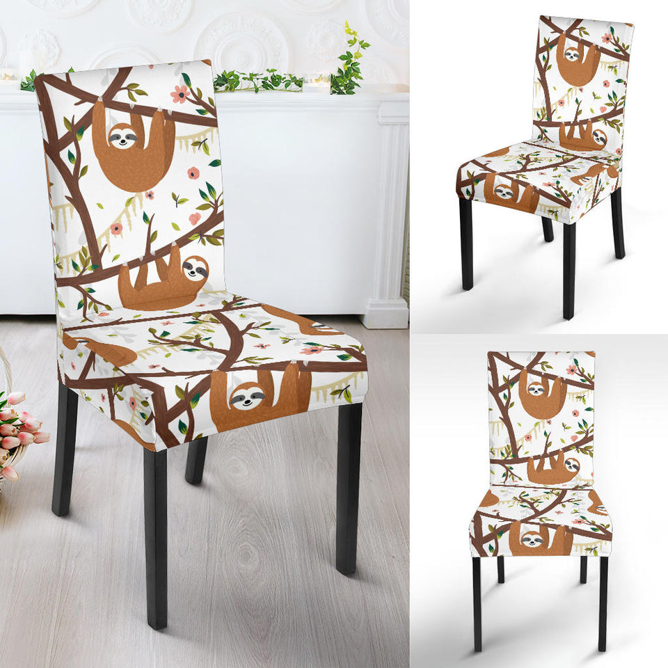 Sloths Hanging On The Tree Pattern Dining Chair Slipcover