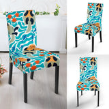 Cute Sea Otters Fishe Sea Urchin Pattern Dining Chair Slipcover