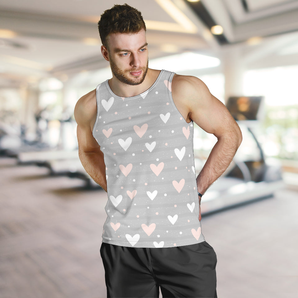 Heart pattern gray background Men Tank Top
