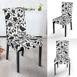 Crow Dark Floral Pattern Dining Chair Slipcover