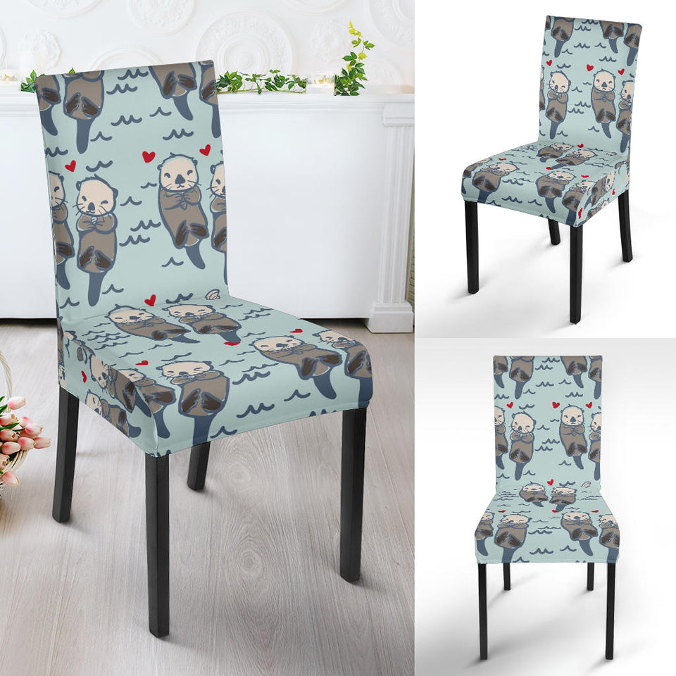 Lovely Sea Otter Pattern Dining Chair Slipcover