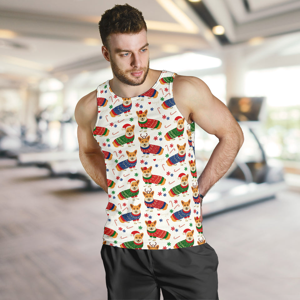 Corgi Christmas Pattern Men Tank Top