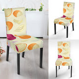 Onion Garlic White Red Pattern Dining Chair Slipcover