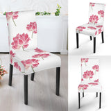 Pink Lotus Waterlily Pattern Dining Chair Slipcover