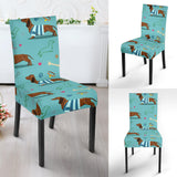 Dachshund Decorative Background Dining Chair Slipcover