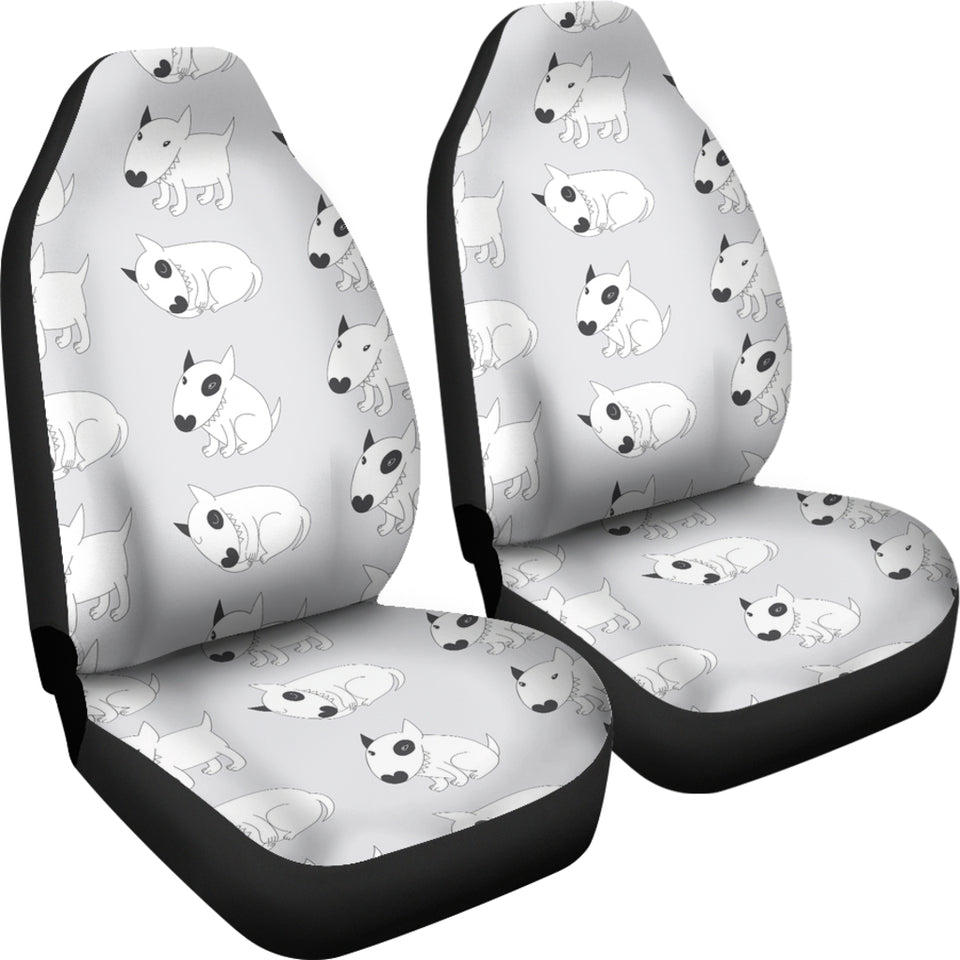 Bull Terrier Pattern Print Design 01 Universal Fit Car Seat Covers