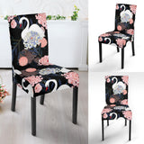 White Swan Blooming Flower Pattern Dining Chair Slipcover