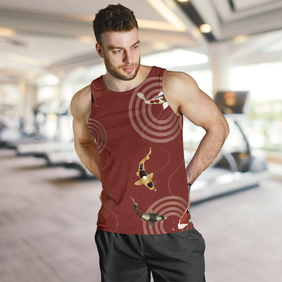 Koi Fish Carp Fish red background Men Tank Top