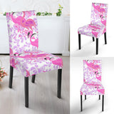 Pink Flamingo Flower Pattern Dining Chair Slipcover