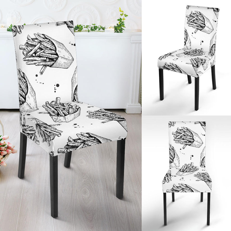 Hand Drawn French Fries Pattern Dining Chair Slipcover